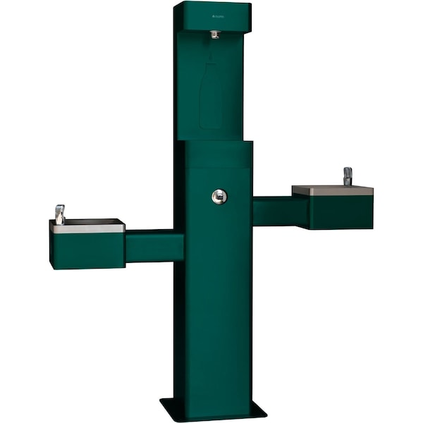 Global Industrial Outdoor Bottle Filling Station & Bi-Level Fountain w/ Filter, Green 761220GNF - main
